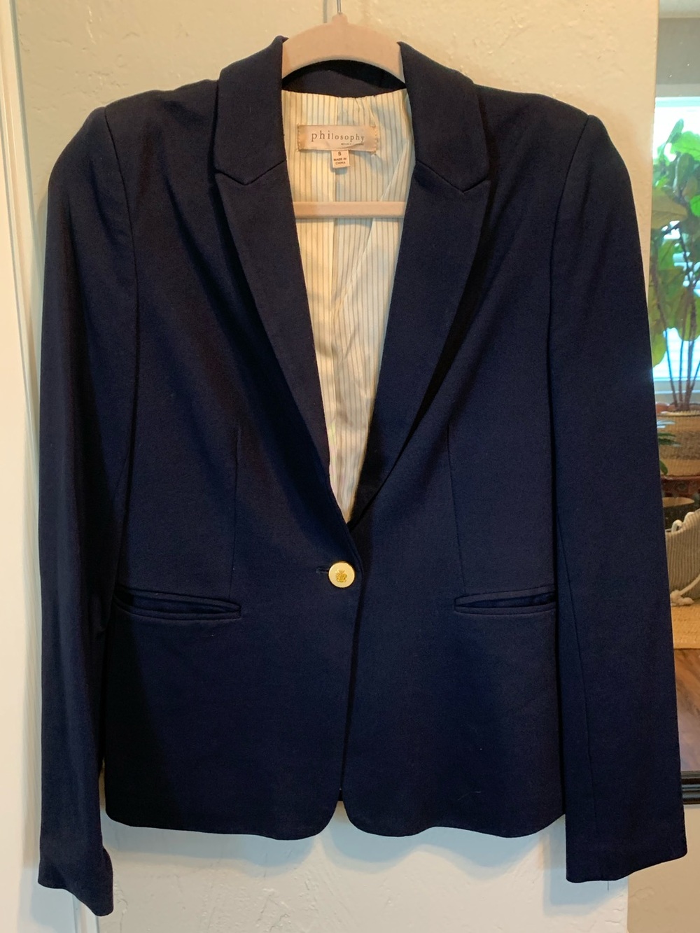 Philosophy Dark Navy Single-Button Blazer